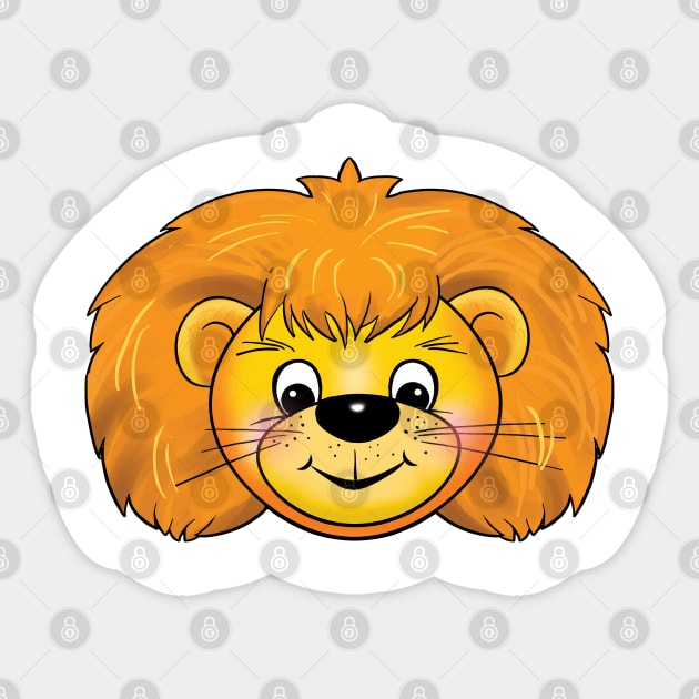 Cute lion, little lion face smiling, Orange-gold manes lion cub smile, happy leo baby, baby shower, beautiful lion gifts for children collection Sticker by sofiartmedia